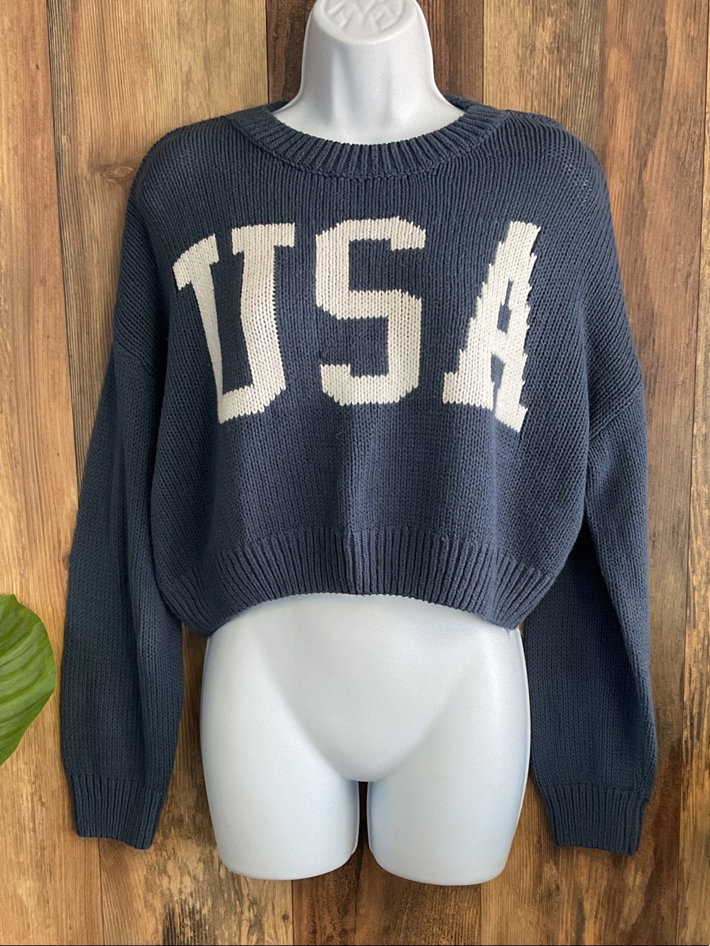 Grayson Threads 'USA' Cropped Crewneck Crop Sweater L 235B